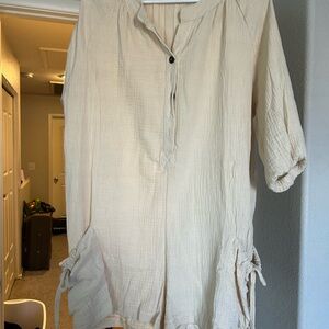 Women's Cream Button-Up Romper